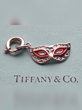 Tiffany & Co. Sterling Silver Red Enamel Carnival Masquerade Mask Charm